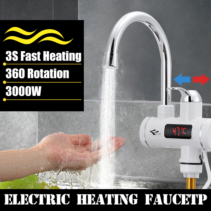 3000W Electric Kitchen Water Heater Tap Instant Hot Water Faucet Heater