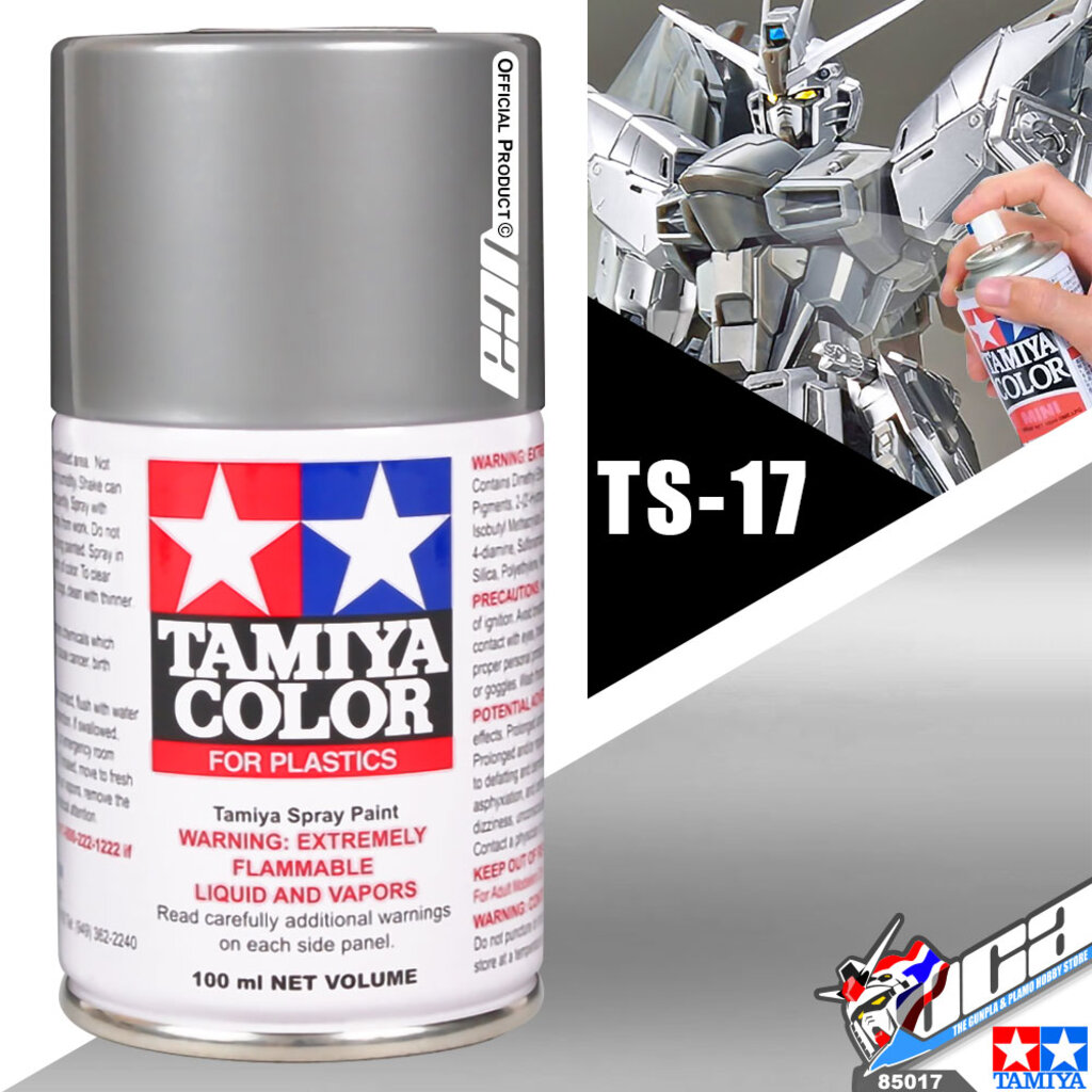 TAMIYA 85017 TS 17 GLOSS ALUMINIUM COLOR SPRAY PAINT CAN 100ML FOR