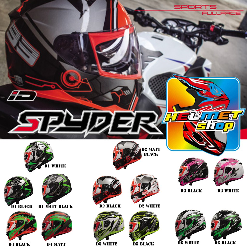 หมวกกันนอ็ค ID รุ่น SPYDER แว่น2ชั้น ซับในถอดซัก ไซส์ M <หมดแล้ว> , L , XL
