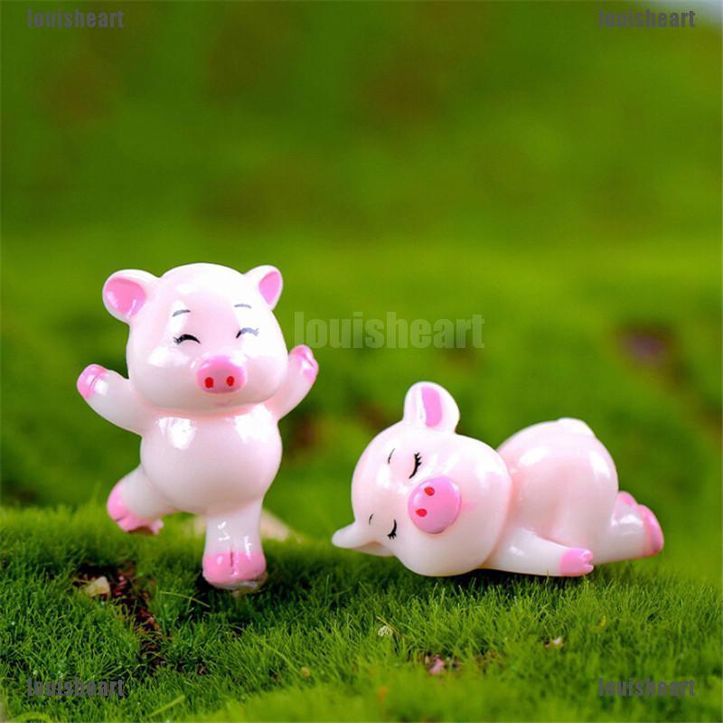 4pcs Pigs Mini Miniature Figurine Fairy Garden Dollhouse Decor Micro