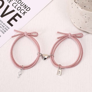 Pcs Retro Heart Mutual Attraction Magnet Couple Bracelets Key Lock