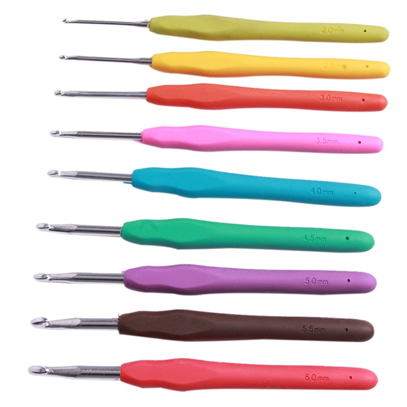 Aluminum Crochet Hooks Set Soft Silicone Handle Ergonomic Knitting