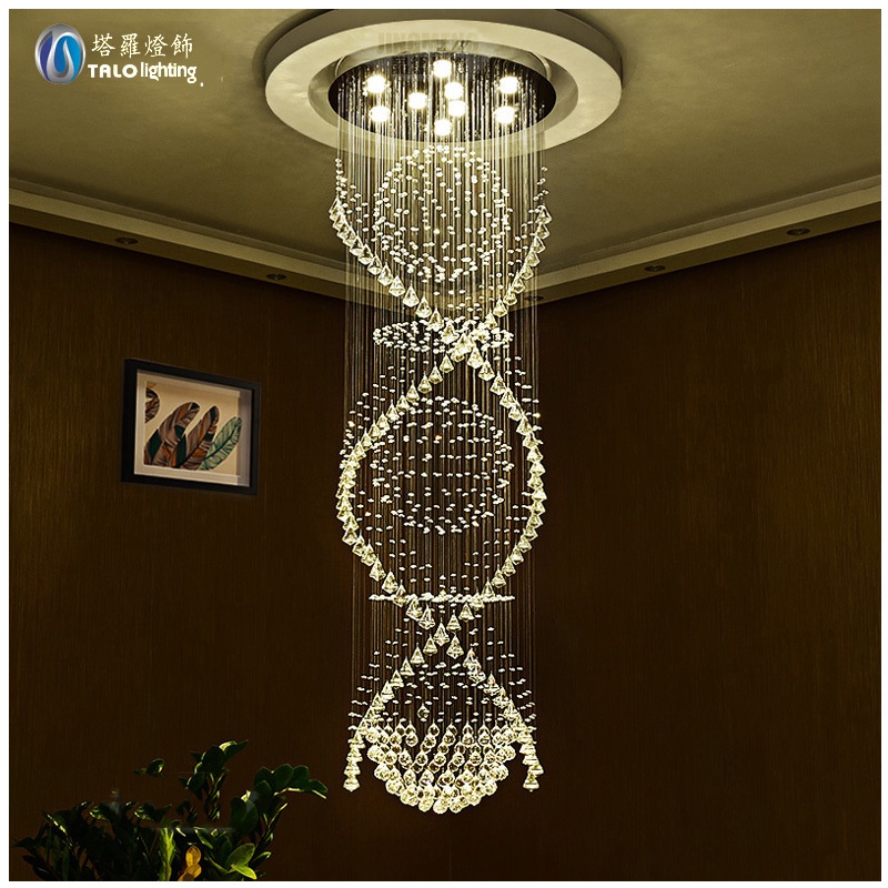 Duplex Staircase Chandelier Hotel Lobby Project Long