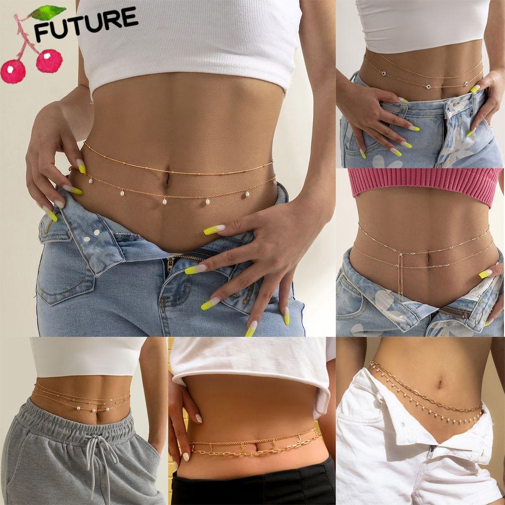 Future Simple Layered Waist Chain Sexy Body Jewelry Beads Belly Chains