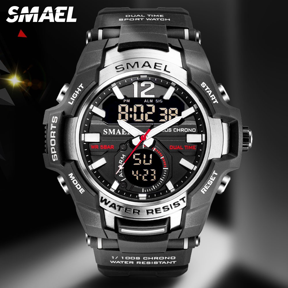 Smael Dual Time Army Sport Watch For Men Luminous Waterproof Quart