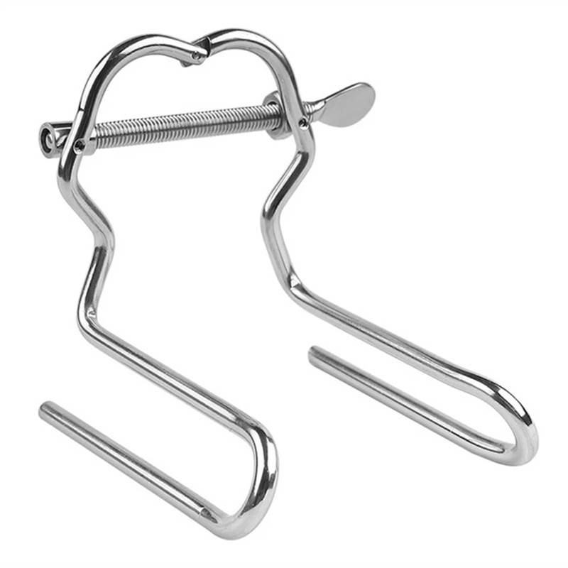 Adjustable Stainless Steel Anal Expander L Speculum Enema Slave Anus