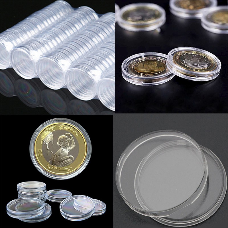 Goldensilver Pcs Mm Applied Clear Round Cases Coin Storage Capsules