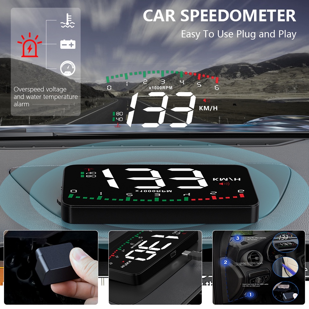 GEYIREN A900 Auto Hud Display Car Projector Alarm EOBD OBD2 Head Up