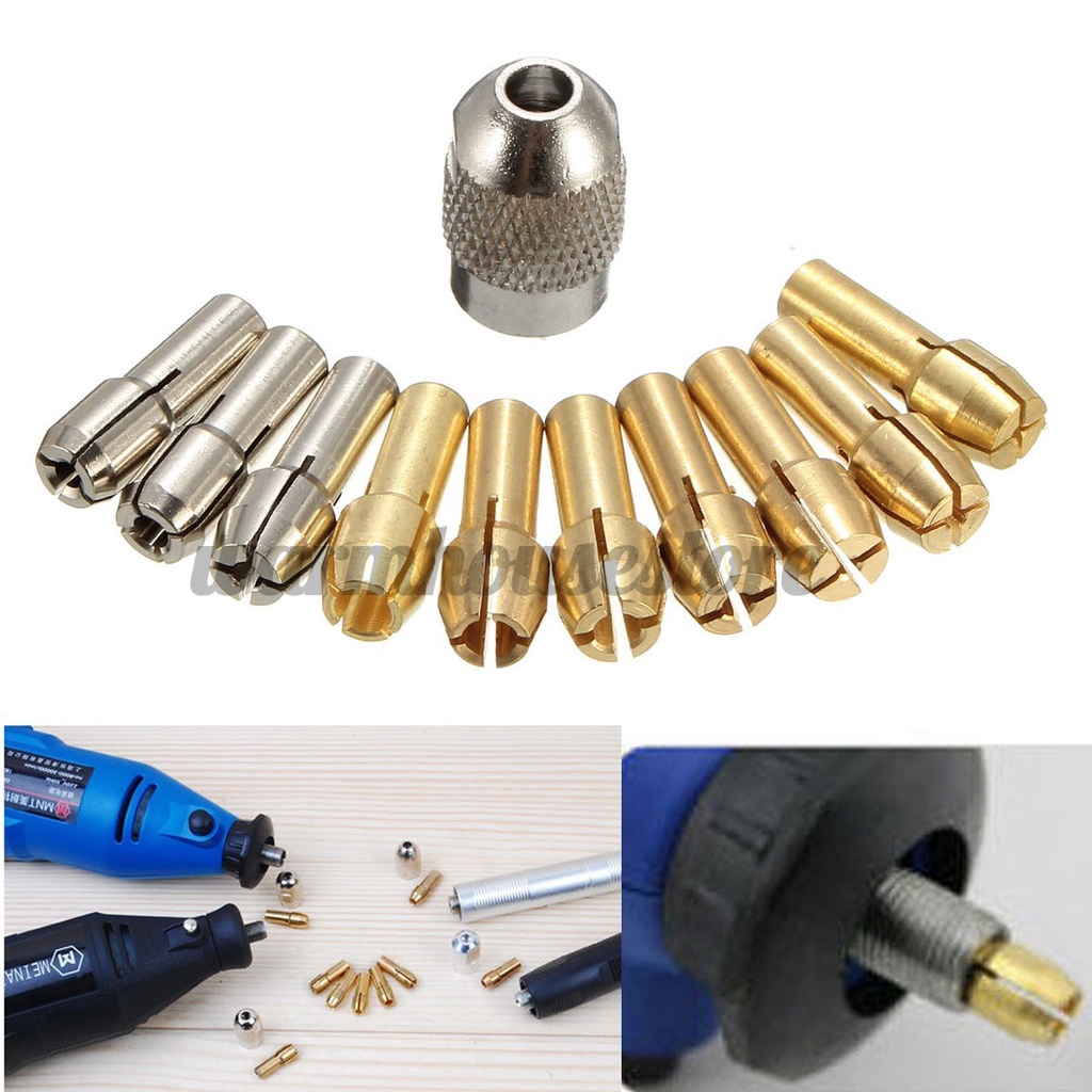 Pc Brass Drill Chucks Collet Bits Mm Mm Shank Rotary Tool