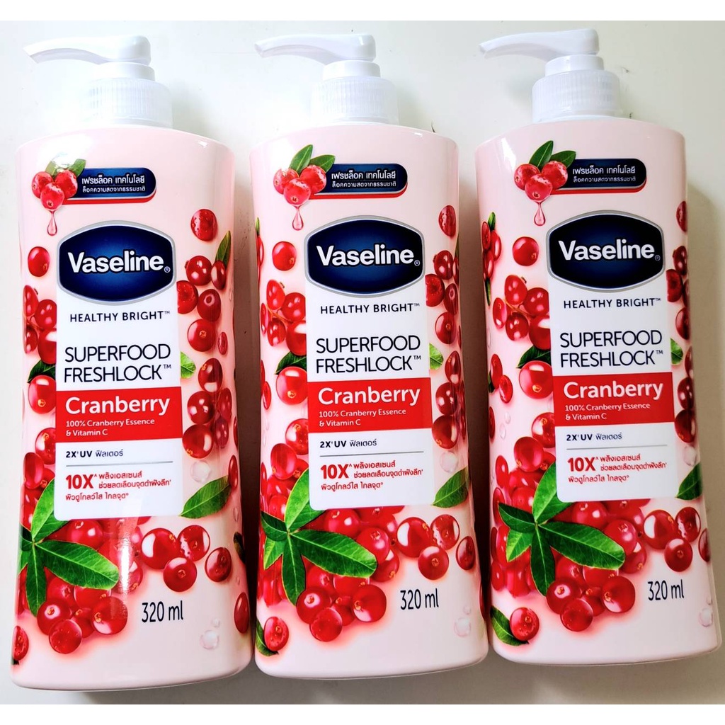 Vaseline Healthy Bright Superfood Freshlock Cranberry 320 Ml Shopee