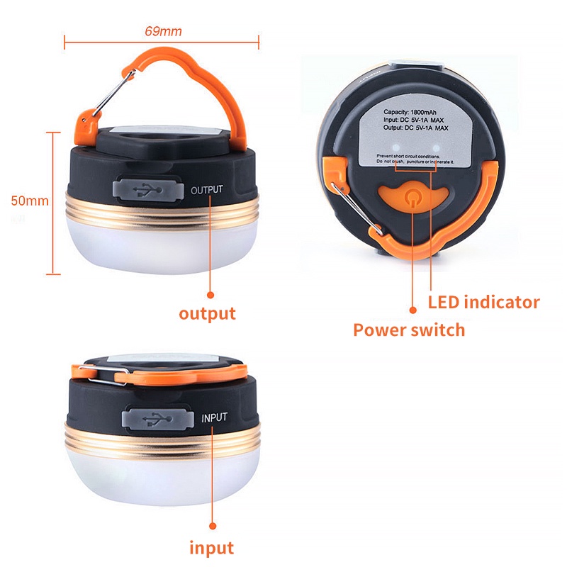 X tiger โคมไฟ LED แบบพกพา ชารจ USB สาหรบตงแคมป เดนปา เตนท ตก