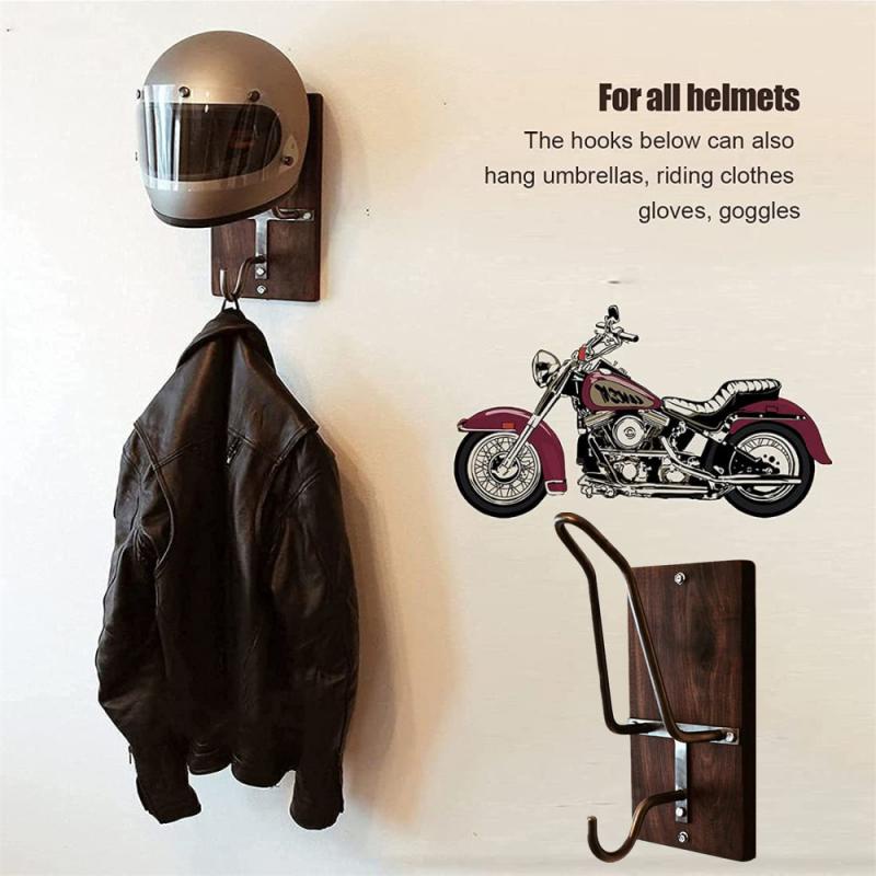 Wall Mounted Motorcycle Helmet Rack Jacket Hook Display Organizer