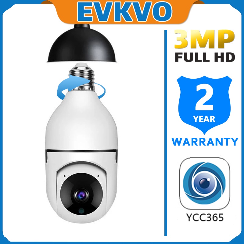 EVKVO Work With E27 Bulb Base YCC365 PLUS APP 3MP Mini Size