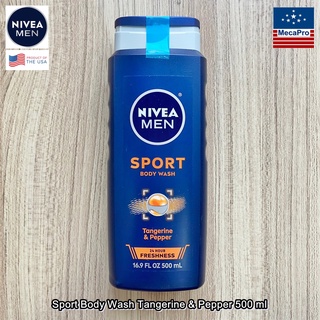 Nivea® Men Refreshing 3-in-1 Body Wash Shower Shampoo Sport 500 ml นีเวีย เจลอาบน้ำ + แชมพู สำหรับผู้ชาย