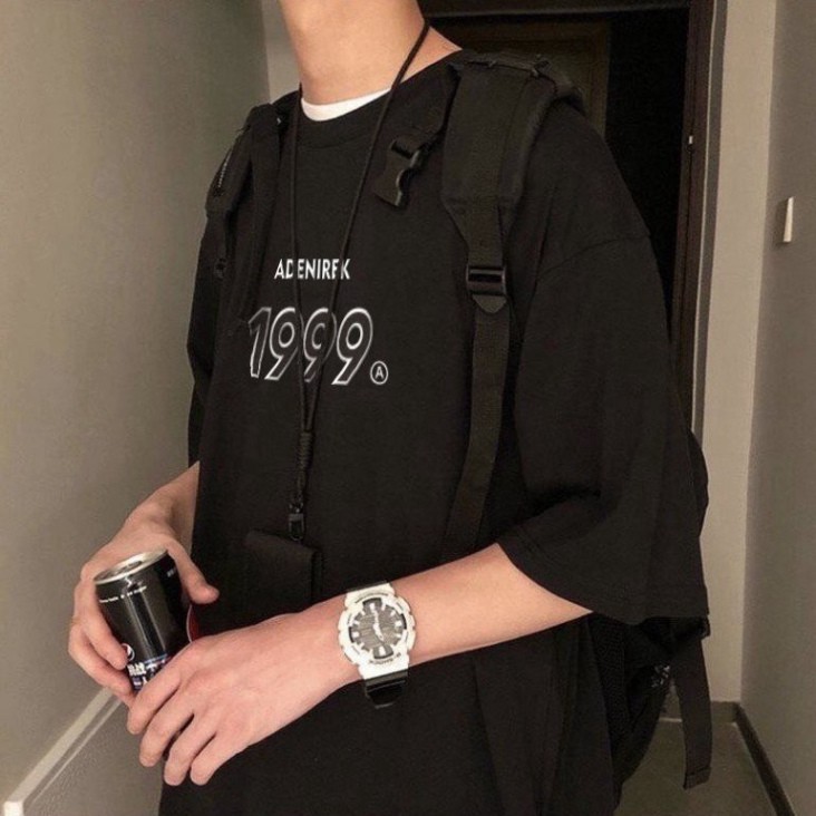 1999 คอลเลกชันเสื้อยืด 1999 เสื้อยืดคอกลมแขนสั้นผู้ชายและผู้หญิง 1999 ยืดหนาทรงหลวม ฝ้าย เสื้อยืด