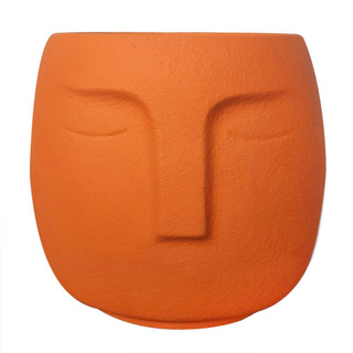 🔥ดีสุดๆ กระถางปูนหน้าคน บ้านปูนปั้น สีส้ม CEMENT PLANT POT BPP FACE ORANGE สินค้าคุณภาพสูง