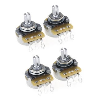 พอท CTS 250K Fender Style Split Shaft Fine 24-Splines Audio Taper Potentiometer for Electric Guitar Bass, 10% Tolerance (Set of 4)