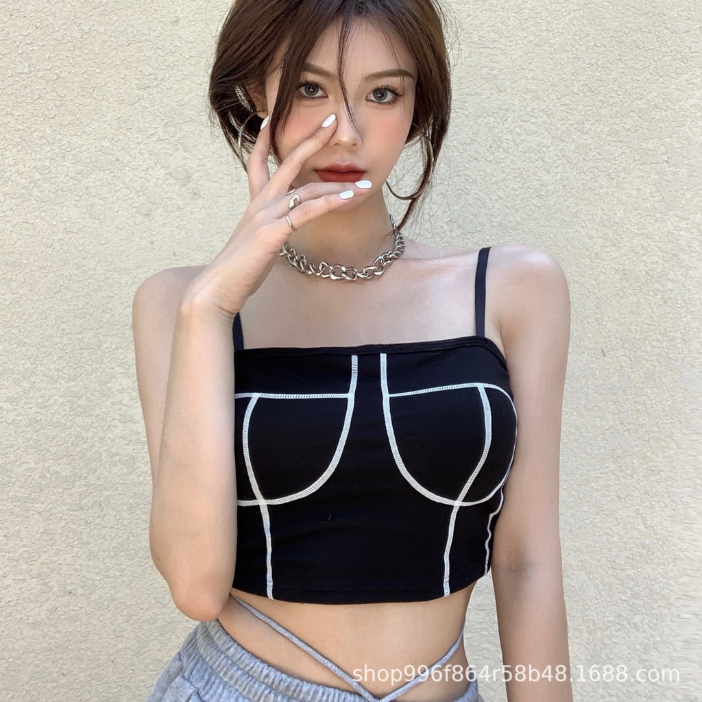 SGH0034 สายเดี่ยวแต่งดีเทล งานนำเข้า ผ้าเกรดพรีเมี่ยม ทรงสวยกริ๊บ ใส่แล้วดูมๆ ปังๆ SEXY มาก