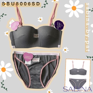 Sabina เซตชุดชั้นใน Body Bra (เกาะอก)(ไม่มีโครง) รุ่น Pretty Perfect รหัส SBU8006SD+SUU8006SD สีเทาเข้ม