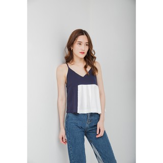 Savvy.bkk SV05 สายเดี่ยว Pleat สี Navy-white