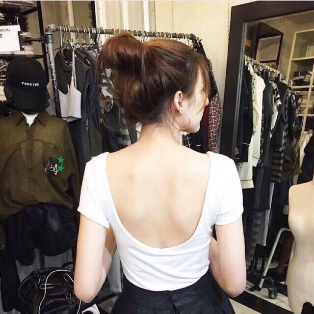 เสื้อยืดแฟชั่น เสื้อผ้าเรยอนเนื้อดีนิ่ม เสื้อหลังเว้า #023