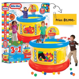 บ่อบอลเป่าลม Little Tikes Slam Dunk Big Ball Pit มาพร้อมบอลนิ่มปลอดสาร 20 ใบและลูกบาสเป่าลม2 ใบของแท้จากเมกา