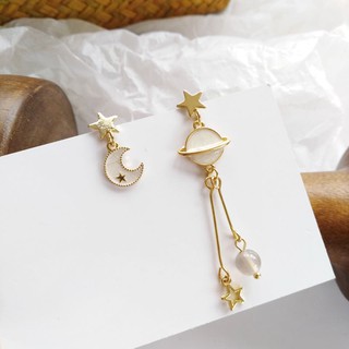 #พร้อมส่ง# S925ก้านเงิน sliver ต่างหูติดหู+ระยา สไตล์ เกาหลี เครื่องประดับ earring Jewelryสำหรับผู้หญิง