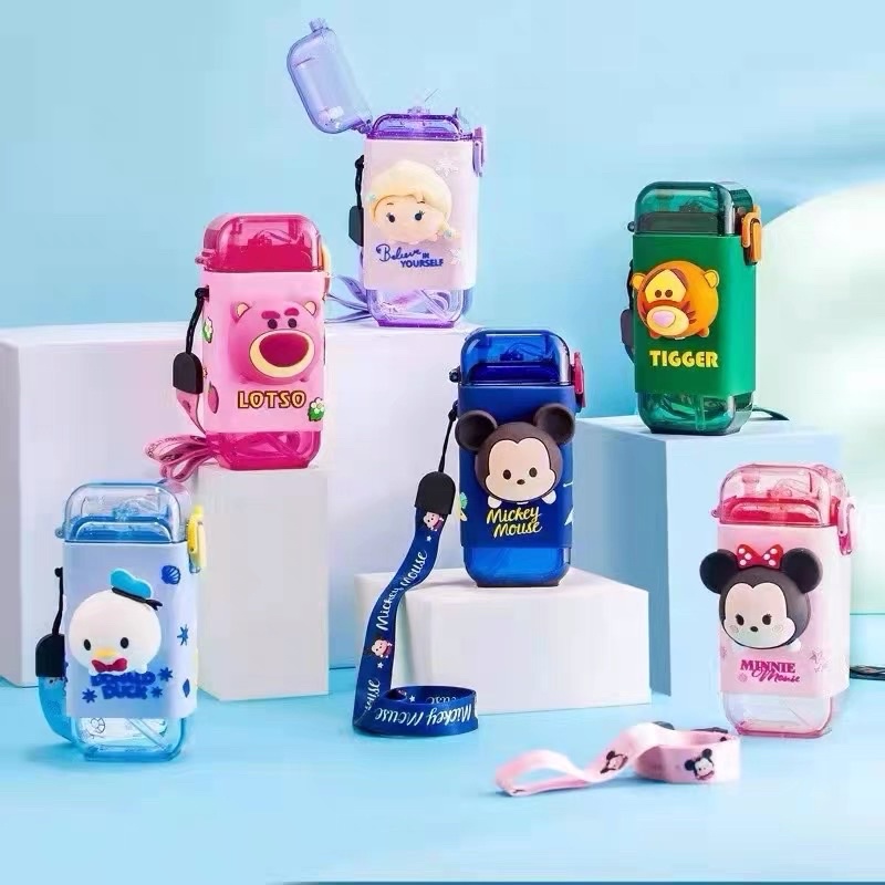 พร้อมส่ง กระบอกน้ำเด็ก มีแตรปี๊บๆ น่ารักเกินต้าน ขนาด280ml ลิขสิทธิ์แท้แบรนด์Pinkah ลายการ์ตูนดิสนี่ย์