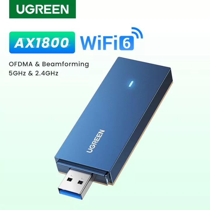 UGREEN (90340) AX1800 USB WiFi 6 Adapter 1800Mbps 5G 2.4G Dual Band WiFi Dongle High Speed USB 3.0 f