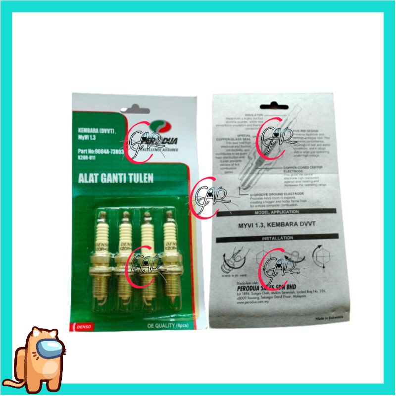 SPARK PLUG PERODUA MYVI 1.3 2005-2006 OLD KEMBARA DVVT (BKR6EY-11)(K20R-U11) 9004A-73R03 (SET/4PCS)