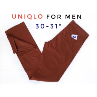 กางเกงผู้ชาย Uniqlo สีส้มอิฐ ผสมผ้ายืดใส่สบายๆไม่อึดอัด มือสองญี่ปุ่น สภาพใหม่ เอว30-31"