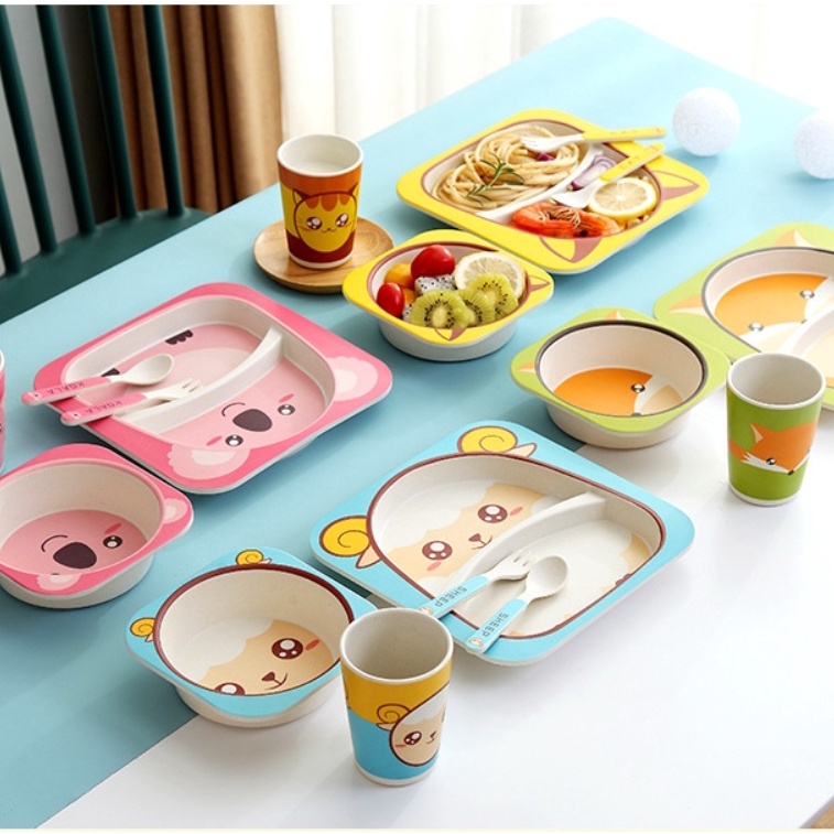 DODOLOVE ชุดจานชาม สำหรับเด็ก Bamboo Ware Kids Set ชุดจานชามเยื่อไผ่ อุปกรณ์ทานอาหารสำหรับเด็ก - รูปที่ 5