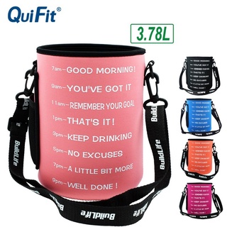 Quifit 3.78L PETG กระเป๋าใส่ขวดน้ํา ผ้าดําน้ํา พร้อมสายคล้องไหล่ ปรับได้