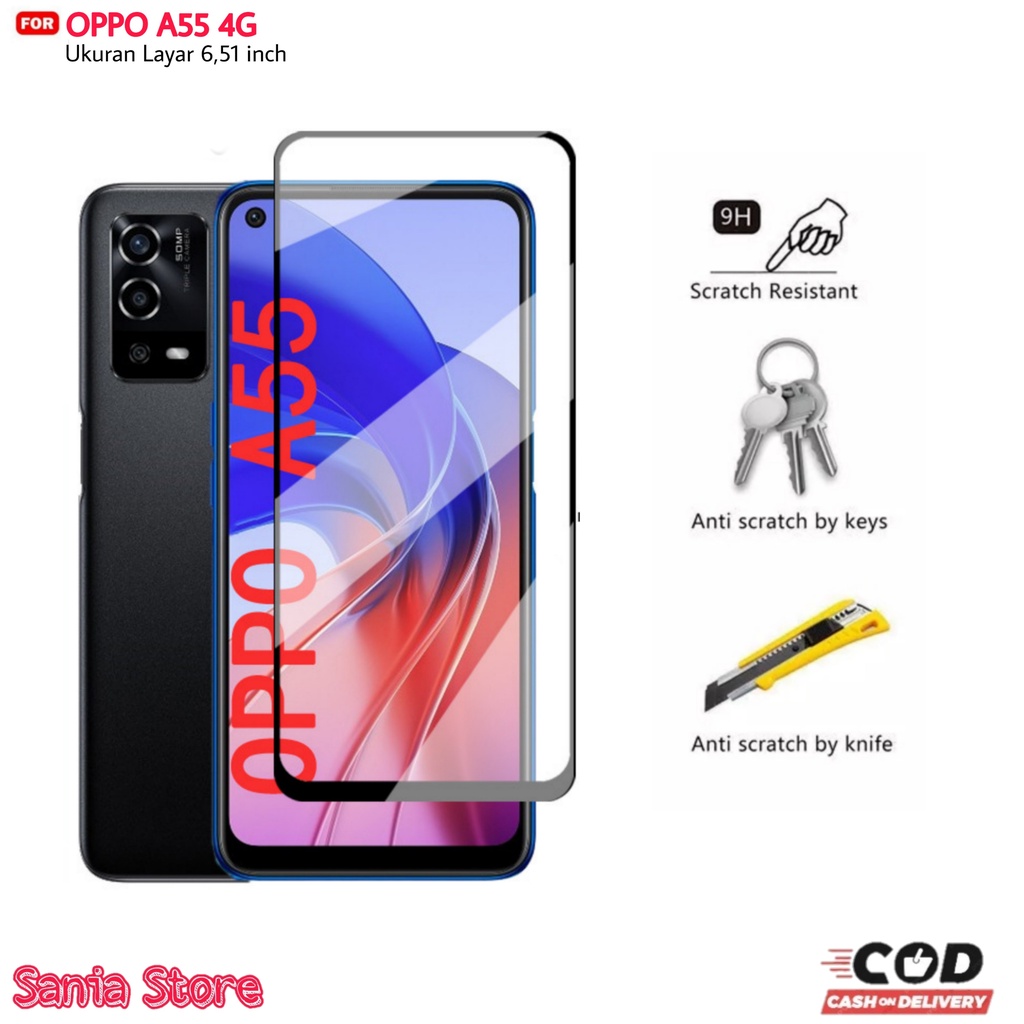 กระจกนิรภัย OPPO A76 5G / OPPO A55 4G Full Cover Black List Bonus Camera Protector
