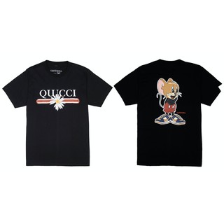 เสื้อยืดคอกลม QWT159-1 BACON เสื้อสีดำ พร้อมส่ง [ขนาด: M-5XL]