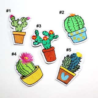 ตัวรีดต้นกระบองเพชร กระบองเพชร Cactus Patch งานปัก DIY ตัวรีดติดเสื้อ ตัวรีด wop อาร์ม  ต้นไม้ การ์ตูน ตัวรีดผ้า แคคตัส