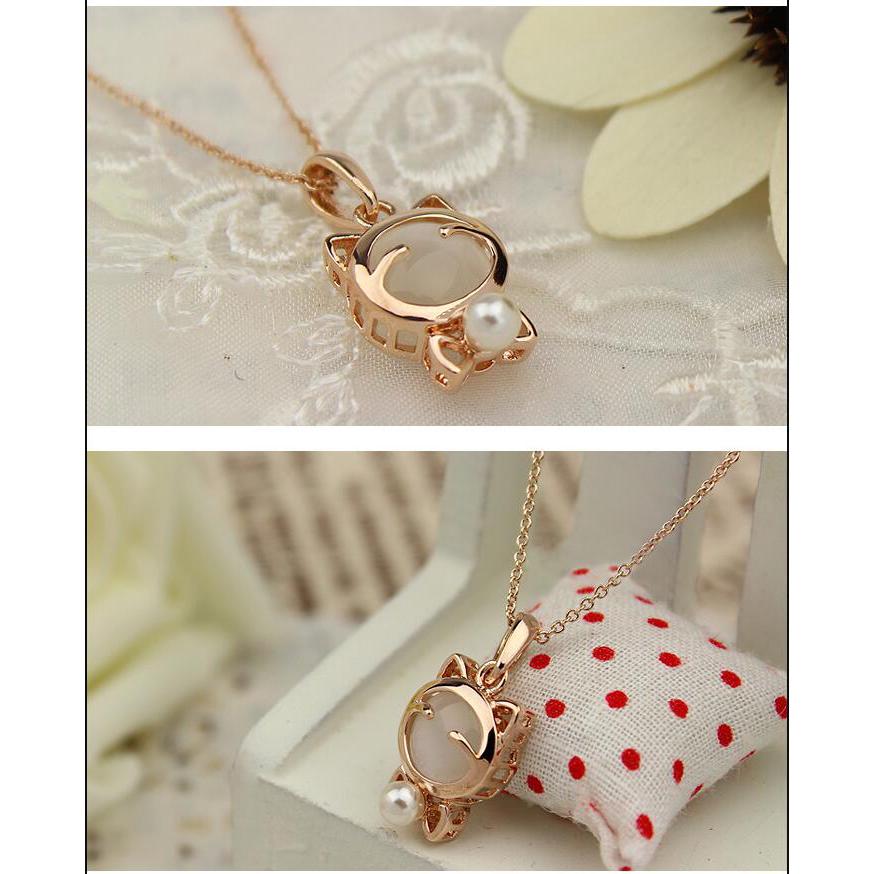 Rose G Old คิตตี้สร้อยคอจี้ผู้หญิงแฟชั่นเค้นคอ Necklace DDN5R