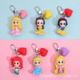 พวงกุญแจฟิกเกอร์ อนิเมะเจ้าหญิงดิสนีย์ สโนว์ไวท์ ariel cinderella rapunzel aurora belle พวงกุญแจกระเป๋า พวงกุญแจเด็ก ของเล่นวันเกิด