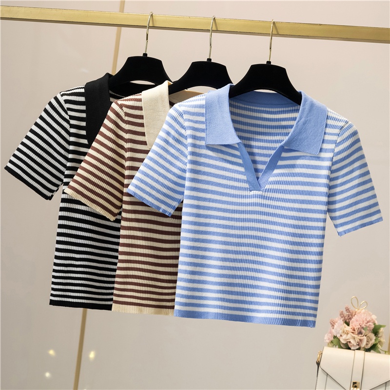 Gakki เสื้อยืดโปโลแขนสั้น POLO เสื้อไหมพรม ผ้านิ่มใส่สบาย ฟรีไซส์ พร้อมส่ง 1183#