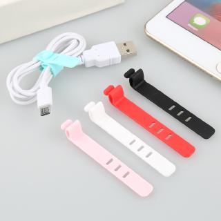 4x สีสุ่ม ที่ม้วนเก็บสายชาร์จ สายหูฟัง สายเคเบิล USB แบบซิลิโคน