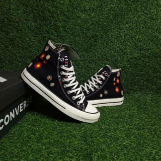 Converse Chuck Taylor All Star Hi Lift รองเท้าผ้าใบลําลองสีดําสีงาช้างสีดํา