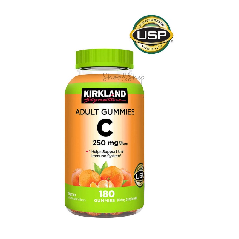 หมดอายุ 2022 Kirkland Signature Vitamin C 250 mg Adult (180 Gummies) วิตามินซีแบบเยลลี่ รสส้ม อร่อย ทานง่าย