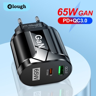 Elough อะแดปเตอร์ชาร์จ 65W Gallium Nitride GaN QC3.0 PD3.0 ปลั๊ก EU US