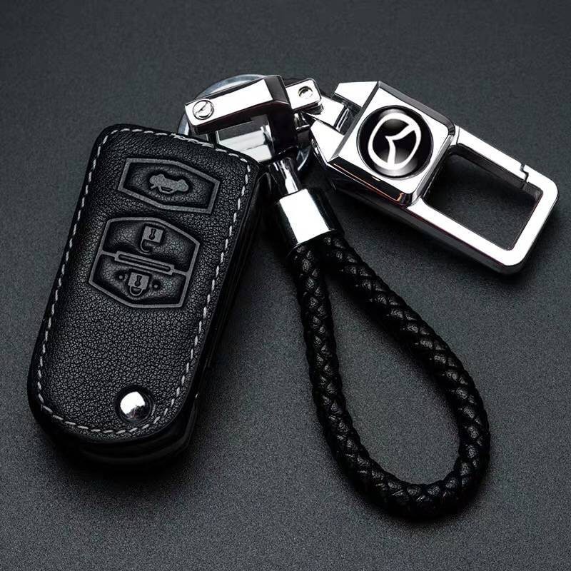 ปลอกกุญแจรถยนต์หนังสําหรับ Mazda 2 3 6 Mazda3 Horse 2 Horse 3 Horse 5 Horse 6 Cx3 Cx5 Cx30