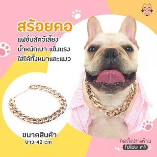 สร้อยคอสัตว์เลี้ยง 🐾 ปลอกคอ สร้อยทองหมา แมว สุนัข ปรับระดับได้ พร้อมส่ง