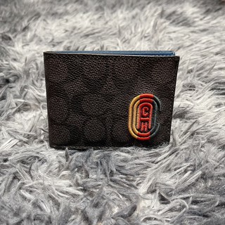 SLIM BILLFOLD WALLET IN SIGNATURE CANVAS WITH COACH PATCH (COACH 922)