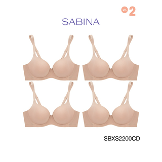 Sabina ซาบีน่า เสื้อชั้นใน (Set 4 ชิ้น) (มีโครง) Seamless Fit รุ่น S-Sixnatuer บัวตูม รหัส SBXS2200CD สีเนื้อเข้ม