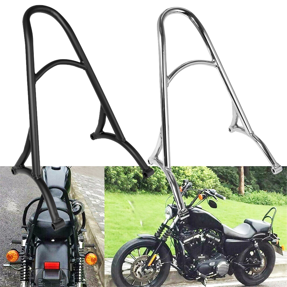 พนักพิง Sissy Bar สั้นสีดําสําหรับ Harley Sportster Iron 883 XL 04-16