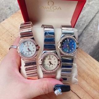 นาฬิกา OMEGA แบรนด์เนมล้อมเพชรสุดหรู แถมฟรีกล่องหมอนร้าน ฟรีผ้าเช็ด+เซ็ทเวลา