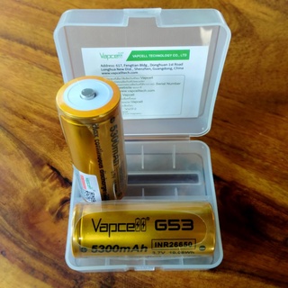 ถ่านชาร์จ 26650 Vapcell G53 หัวนูน 5300mAh 20A แท้100 เช็คโค๊ดได้